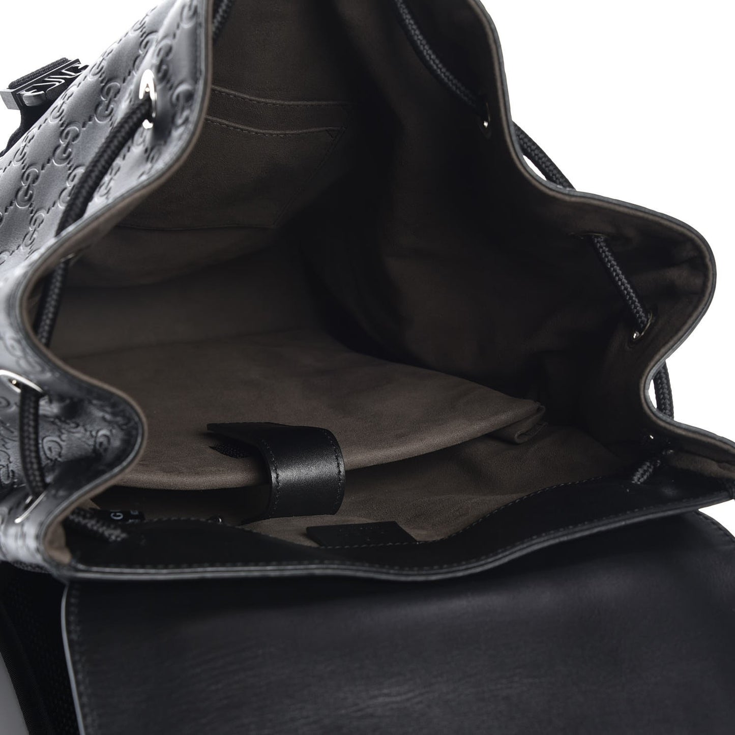 Guccissima Signature Double Buckle Backpack Black