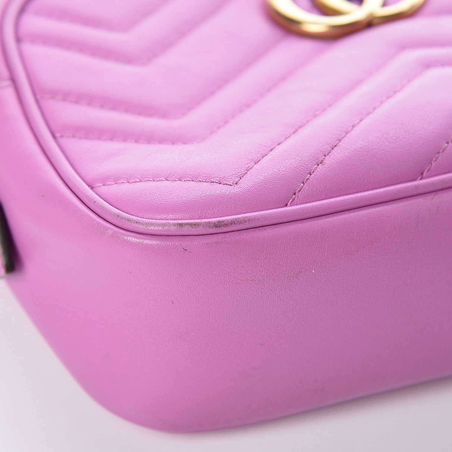 Gucci Calfskin Matelasse Mini GG Marmont Chain Shoulder Bag Candy Mousse 9 of 15