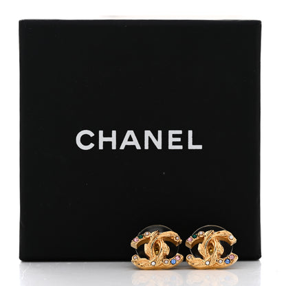 Chanel Crystal CC Earrings Gold Pink Multicolor Pearly White 5 of 5