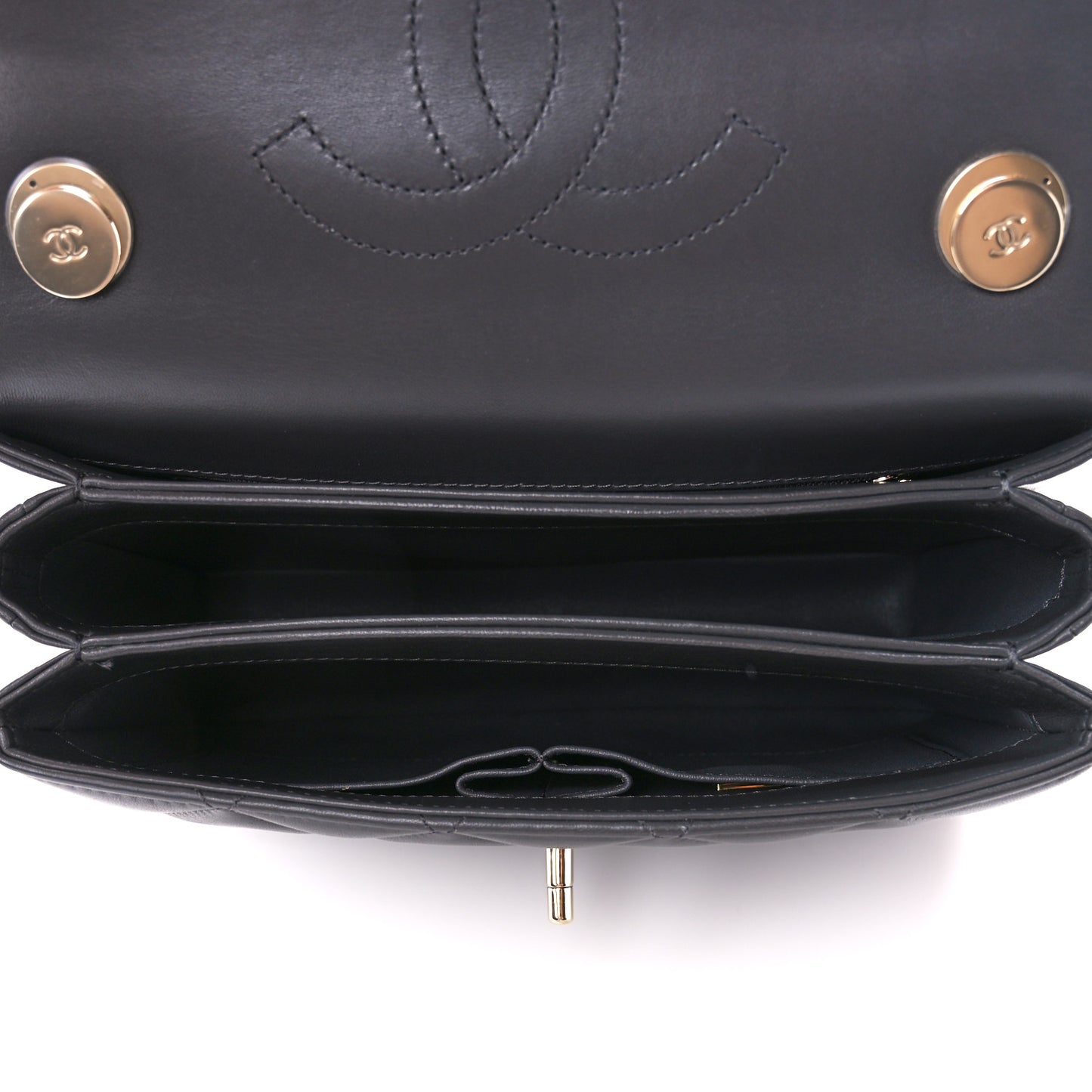 Lambskin Quilted Small Trendy CC Dual Handle Flap Bag Dark Grey