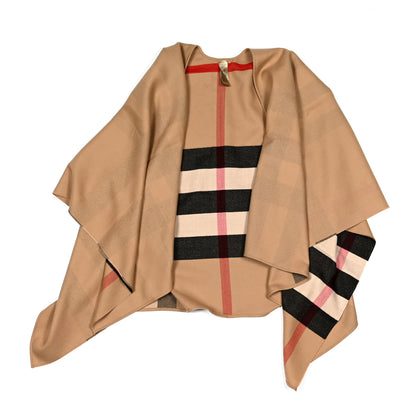Burberry Cashmere Giant Check Collette Cape Scarf Camel 2 of 4