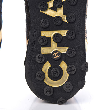 Chanel Metallic Lambskin Satin Finish Womens CC Sneakers 40 Black Gold 9 of 14
