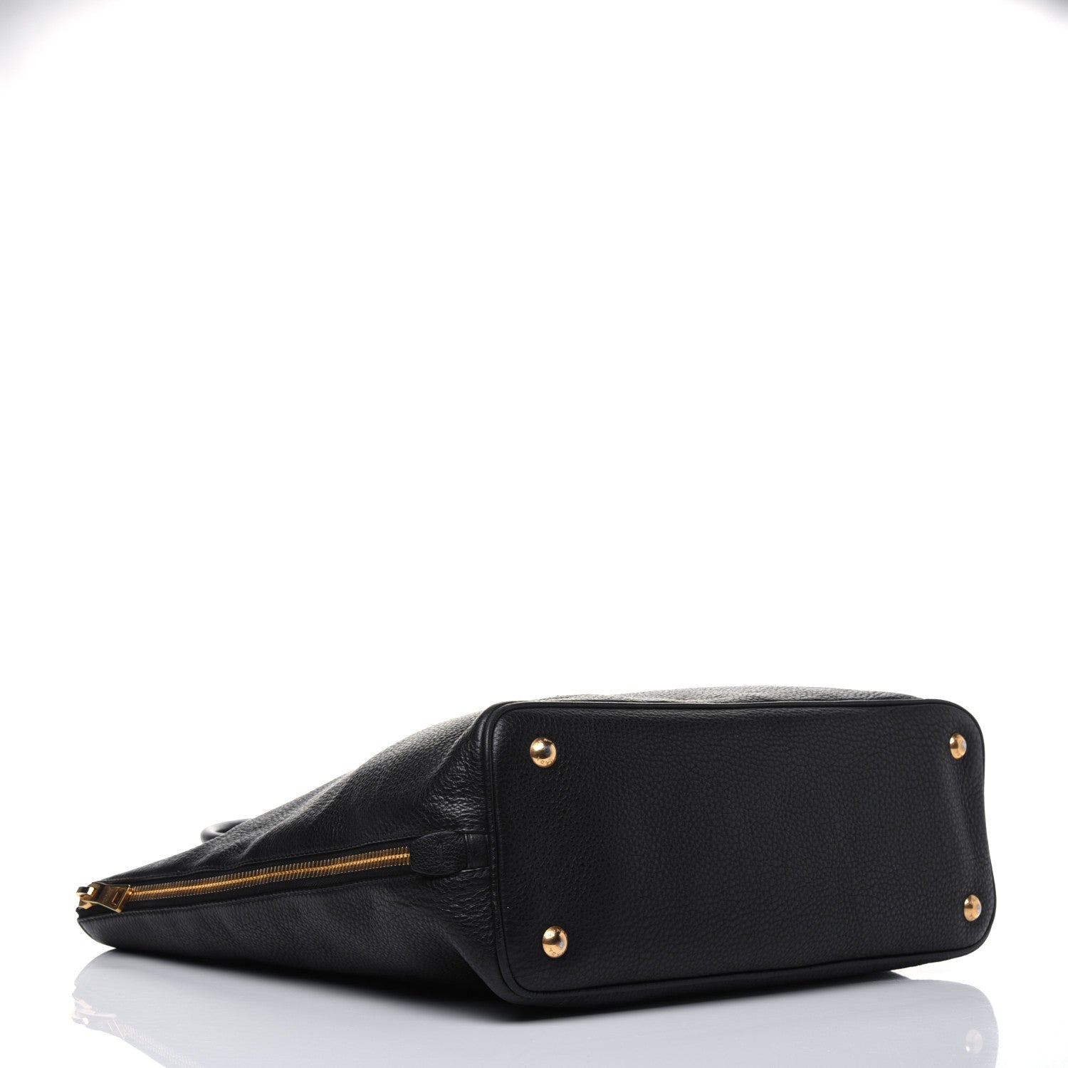 Prada Vitello Daino Side Zip Tote Black 5 of 25