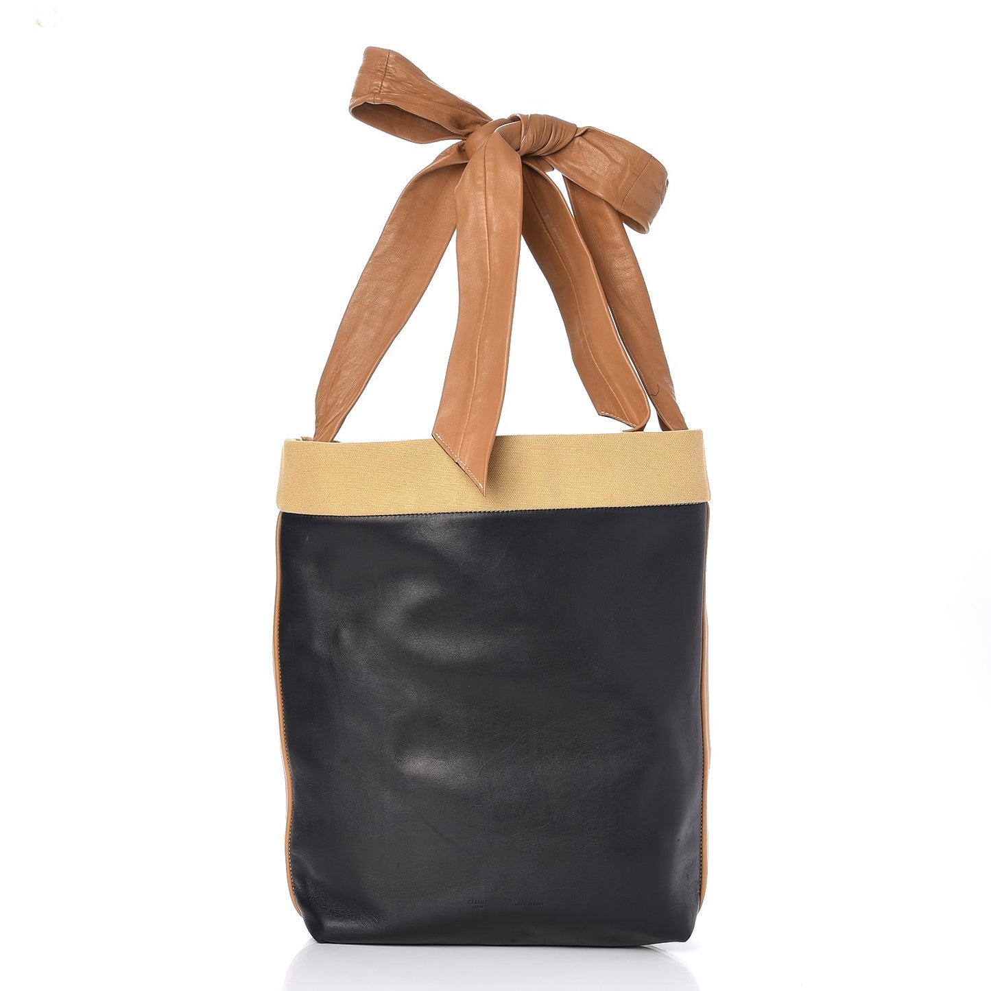 Lambskin Calfskin Band Twisted Cabas Black