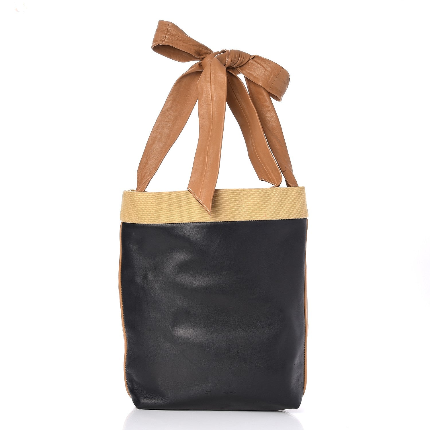 Celine Lambskin Calfskin Band Twisted Cabas Black 1 of 8