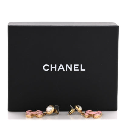Chanel Pearl Enamel CC Drop Earrings Pink 5 of 5