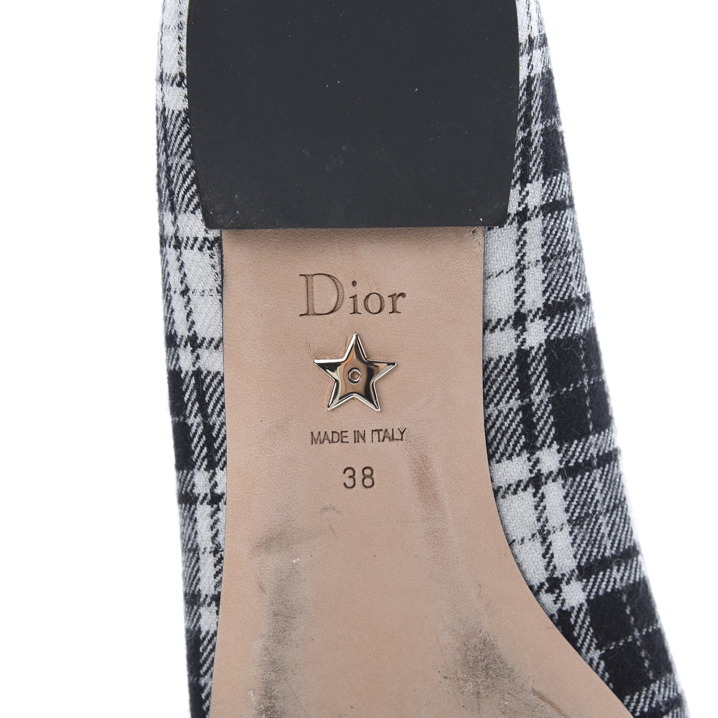 Canvas Tartan J'Adior Embroidered Ballet Flats 38 Black White