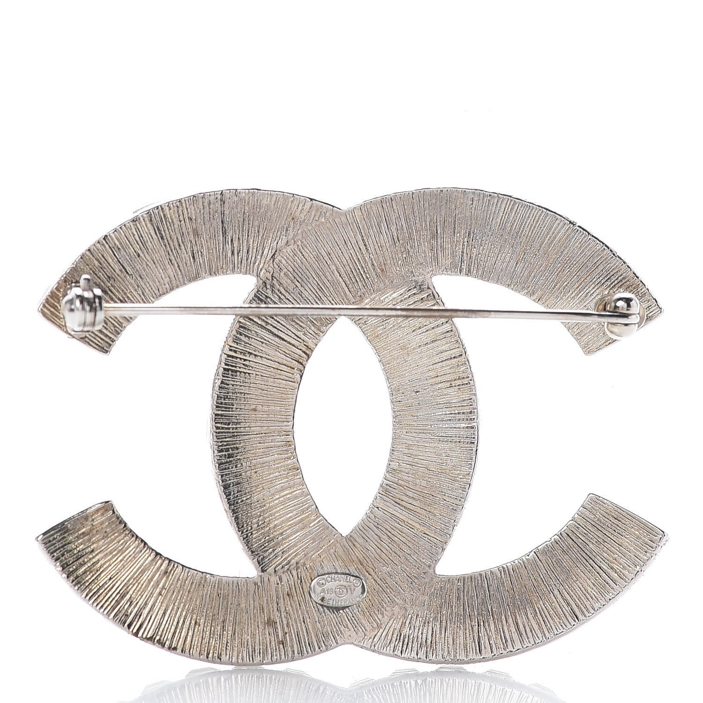 Baguette Crystal CC Brooch Silver