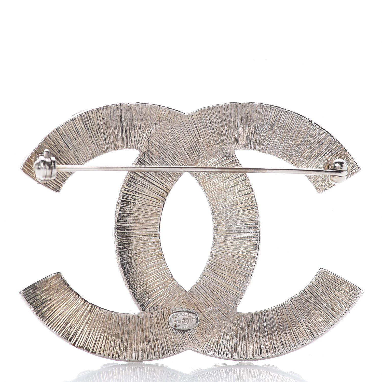 Chanel Baguette Crystal CC Brooch Silver 3 of 5