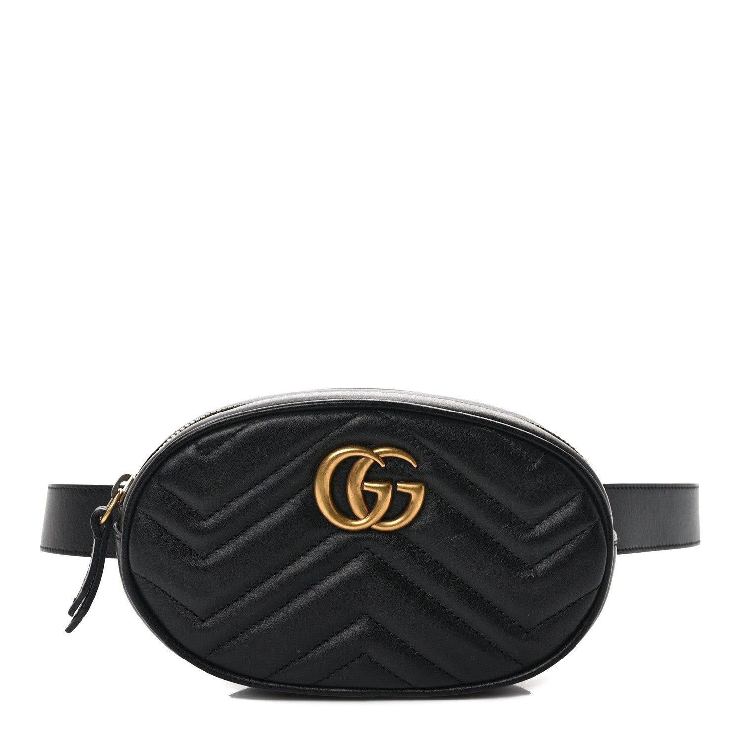 Gucci Calfskin Matelasse GG Marmont Belt Bag 85 34 Black 1 of 10