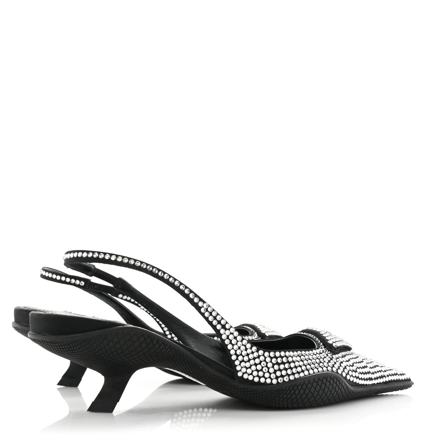 Prada Satin Crystal Logo 45mm Slingback Pumps 37 Cristal 4 of 12