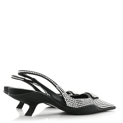 Prada Satin Crystal Logo 45mm Slingback Pumps 37 Cristal 4 of 12