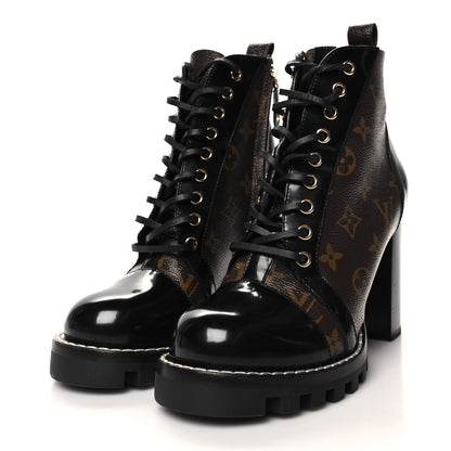Louis Vuitton Patent Calfskin Monogram Star Trail Ankle Boots 39 Black 3 of 8
