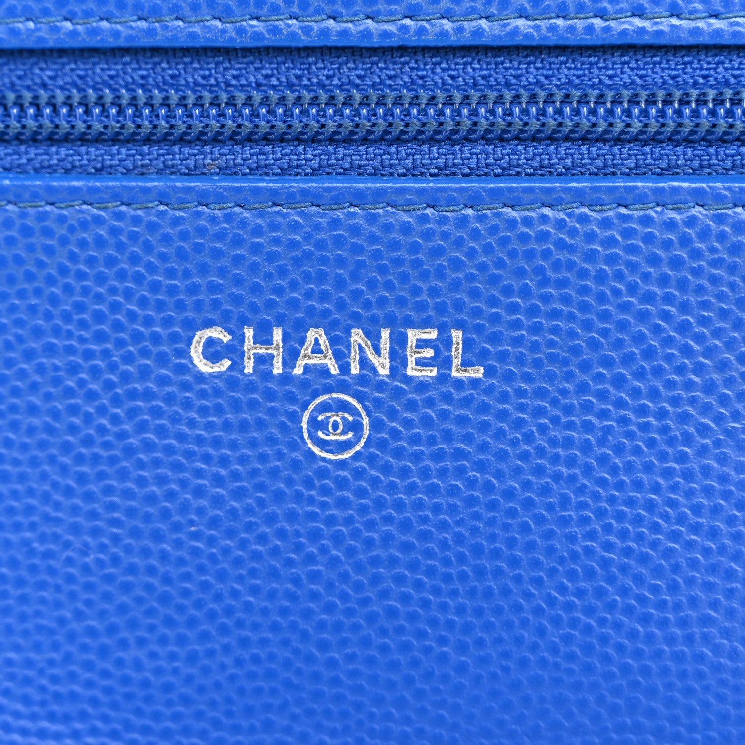 Chanel Caviar Chevron Quilted Wallet On Chain WOC Bright Blue 7 of 11