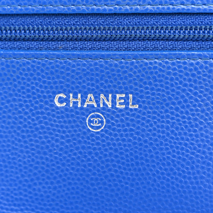 Chanel Caviar Chevron Quilted Wallet On Chain WOC Bright Blue 7 of 11