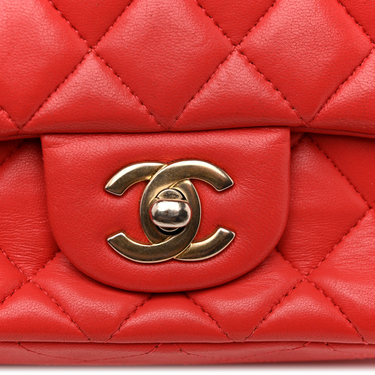 Chanel Lambskin Quilted Mini Rectangular Flap Coral 12 of 17