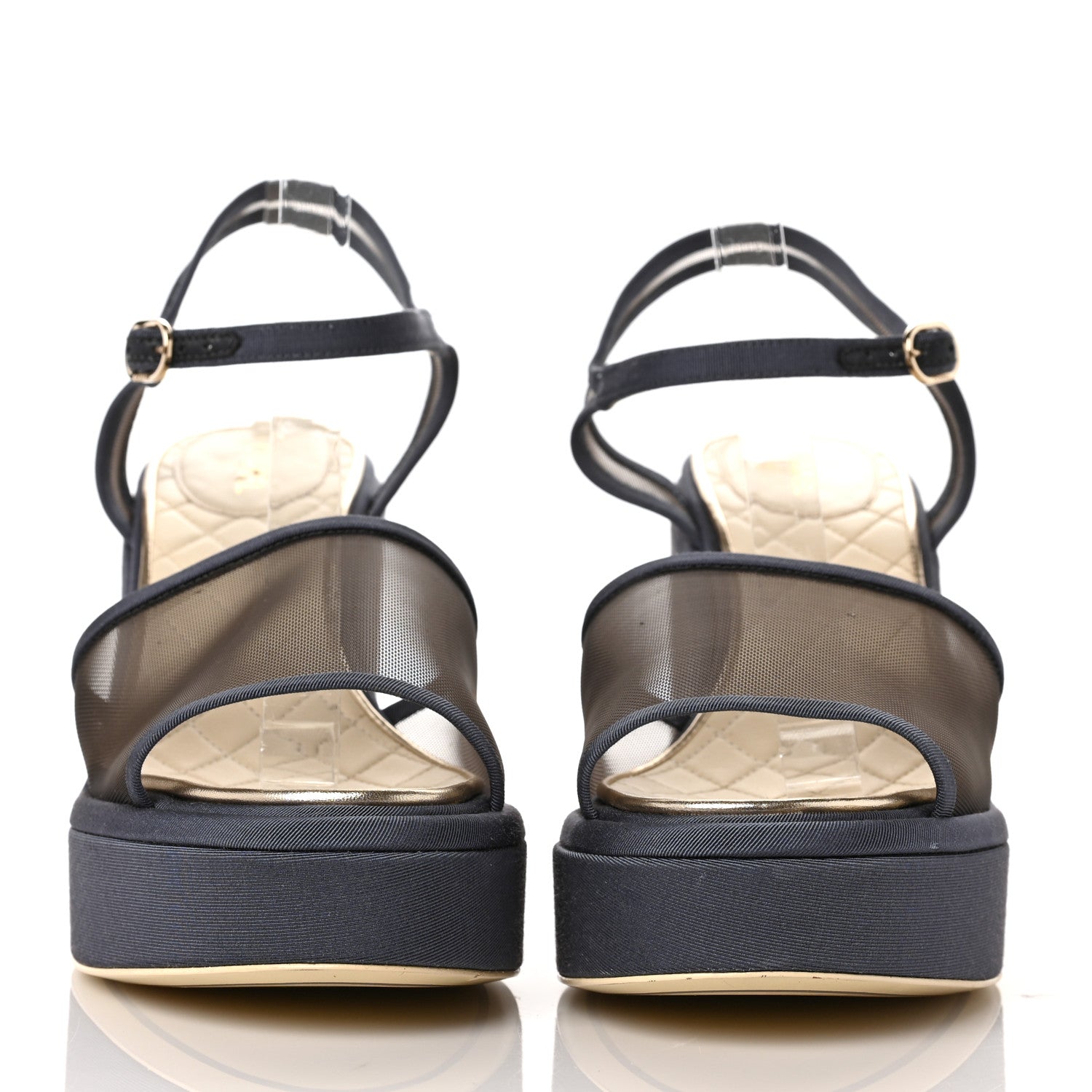 Chanel Mesh Wedge Sandals 41 Grey 2 of 11
