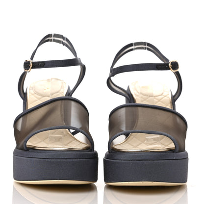 Chanel Mesh Wedge Sandals 41 Grey 2 of 11