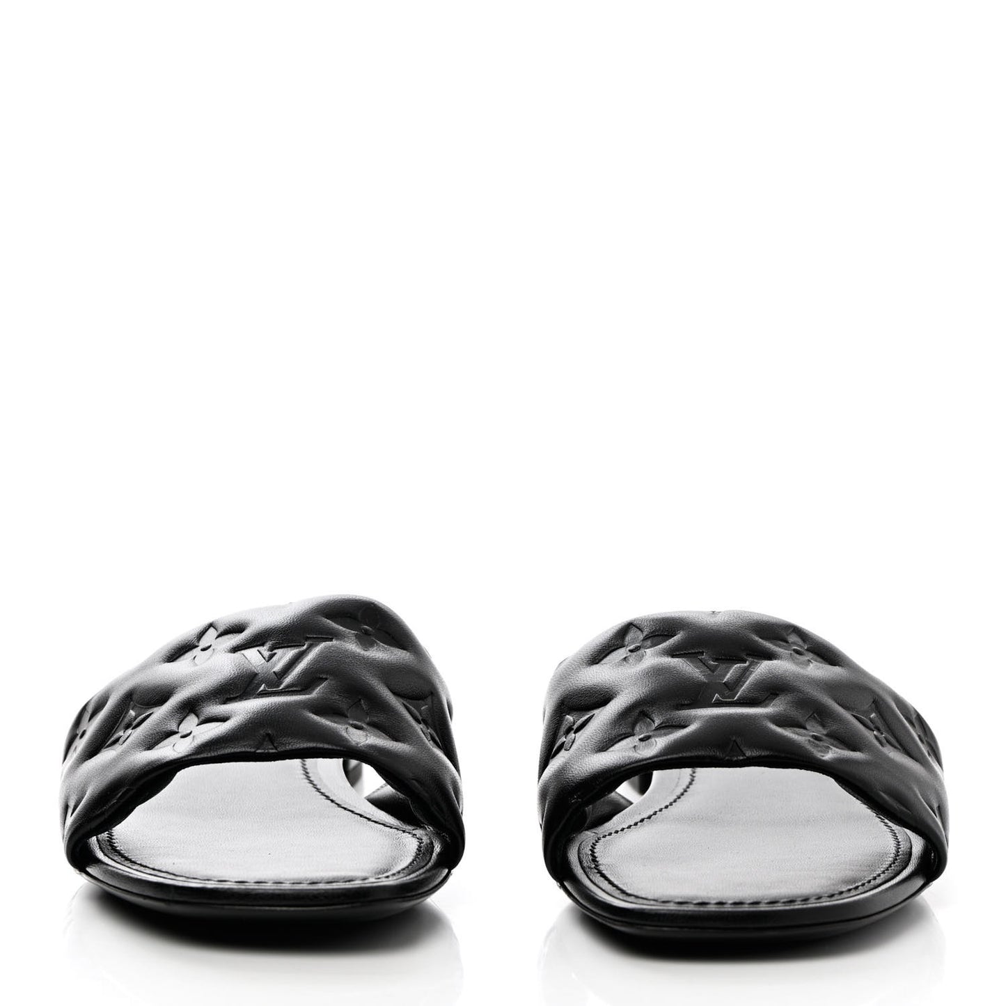 Lambskin Embossed Monogram Revival Flat Mules 39 Black