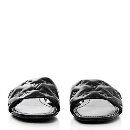 Louis Vuitton Lambskin Embossed Monogram Revival Flat Mules 39 Black 2 of 9