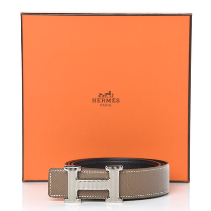 Hermes Box Epsom Strie 32mm H Belt 95 Black Etoupe 12 of 12