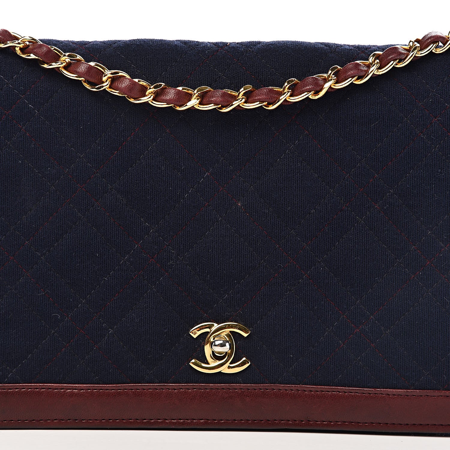 Chanel Jersey Lambskin Quilted Single Flap Dark Red Blue 18 of 18