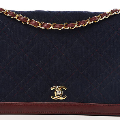 Chanel Jersey Lambskin Quilted Single Flap Dark Red Blue 18 of 18