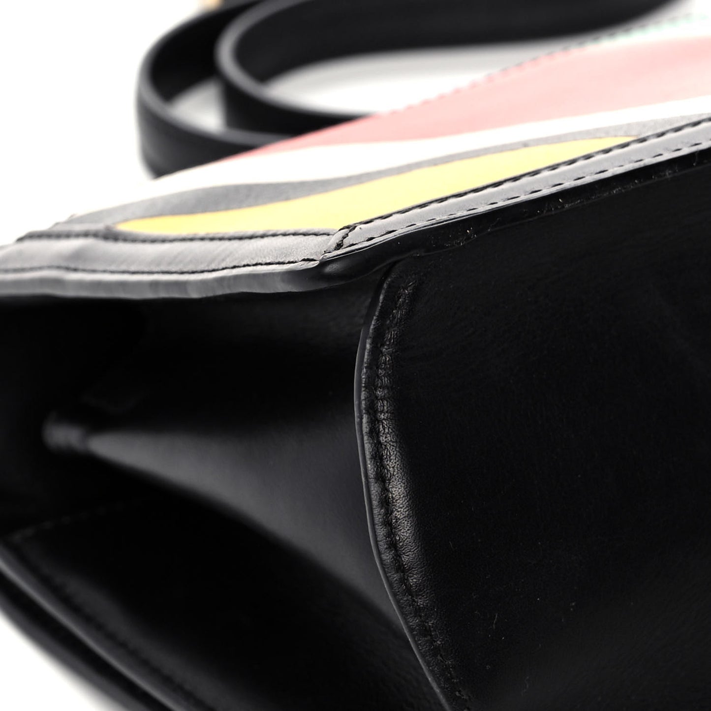 Calfskin Barcelona Striped Shoulder Bag Multicolor