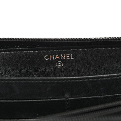 Chanel Lambskin Quilted Boy Zip Around Wallet Black 6 of 11