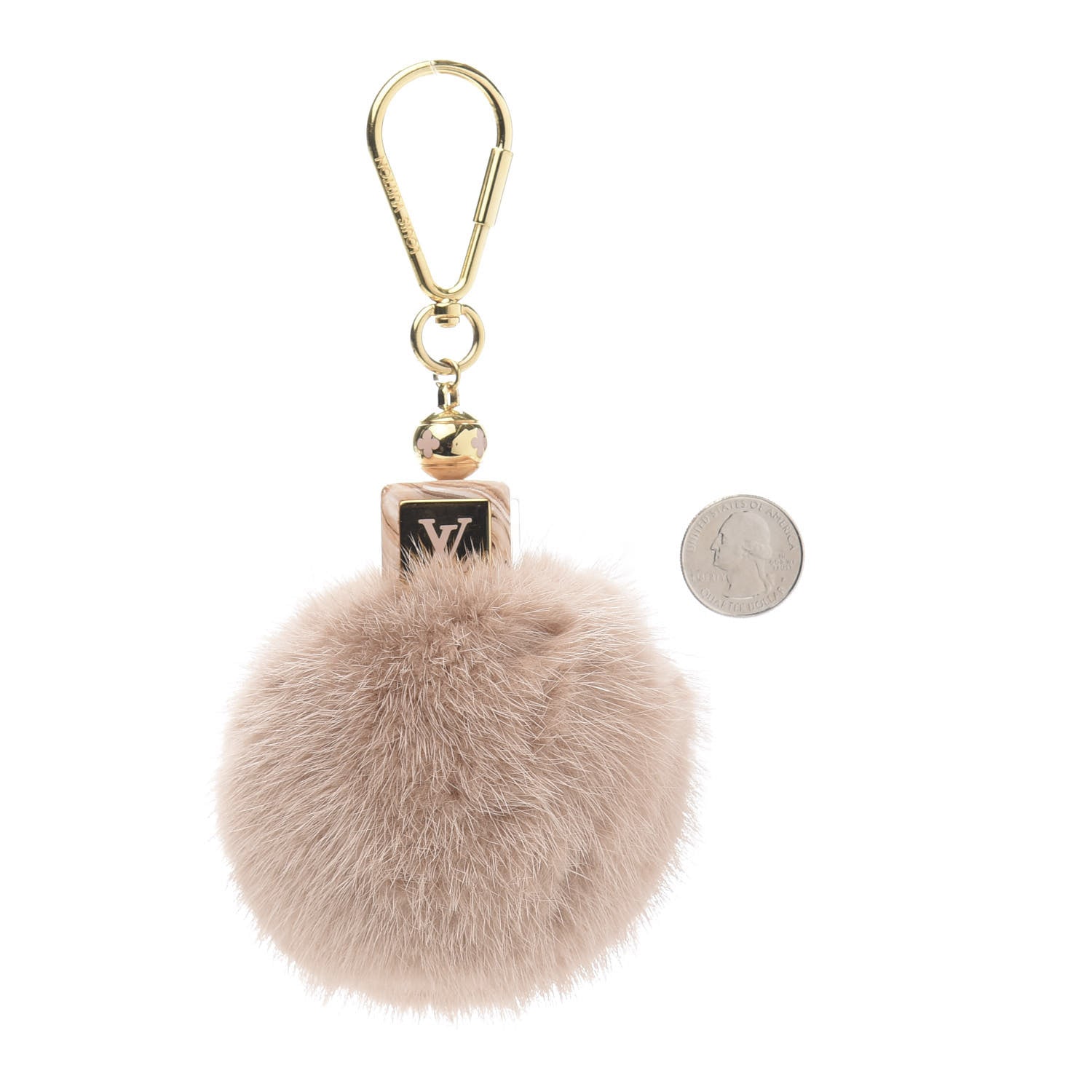 Louis Vuitton Mink Fur Fluffy Bag Charm Blush 2 of 5