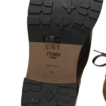 Fendi Vitello Stretch Fabric Rockoko Biker Boots 39 Maya Chocolate 8 of 11