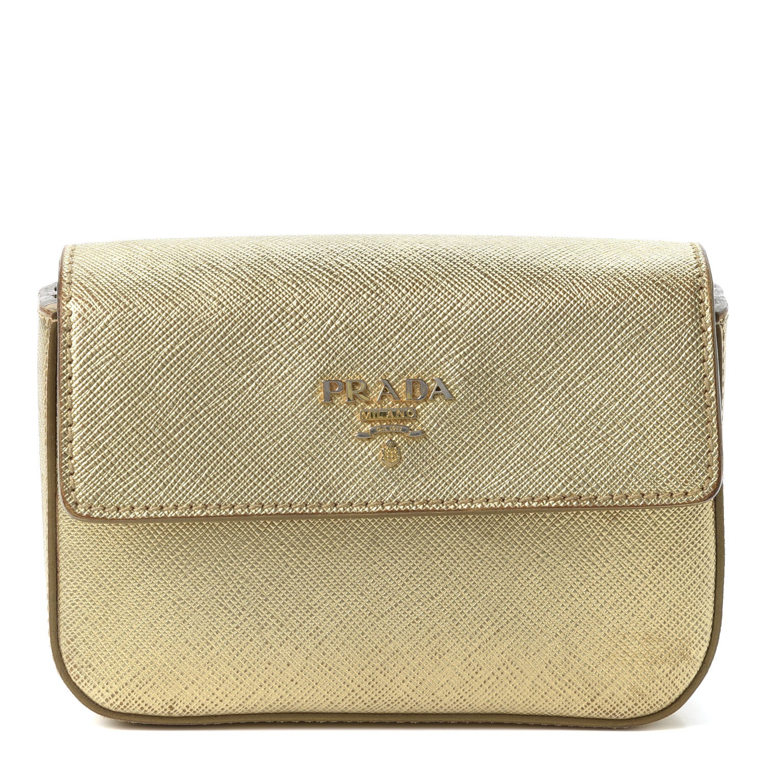 Prada Saffiano Box Clutch Platino 1 of 13