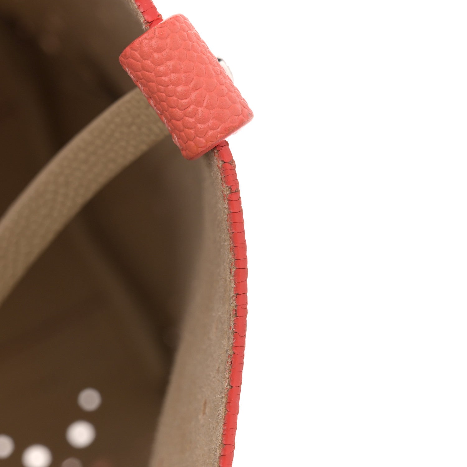 Chanel Perforated Grained Calfskin Small Shopping Tote Coral Beige 11 of 16