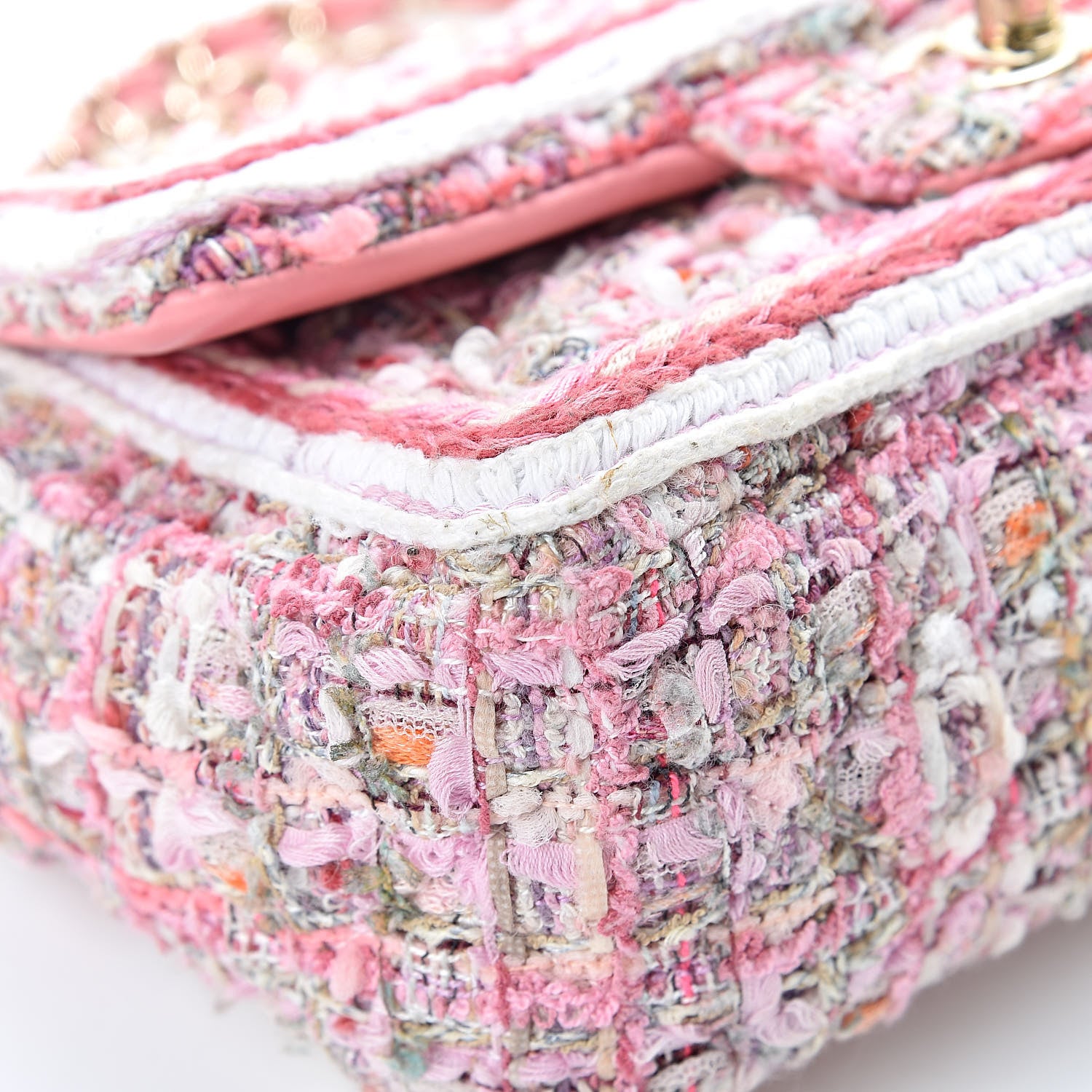 Chanel Tweed Braid Mini Flap White Pink 9 of 14