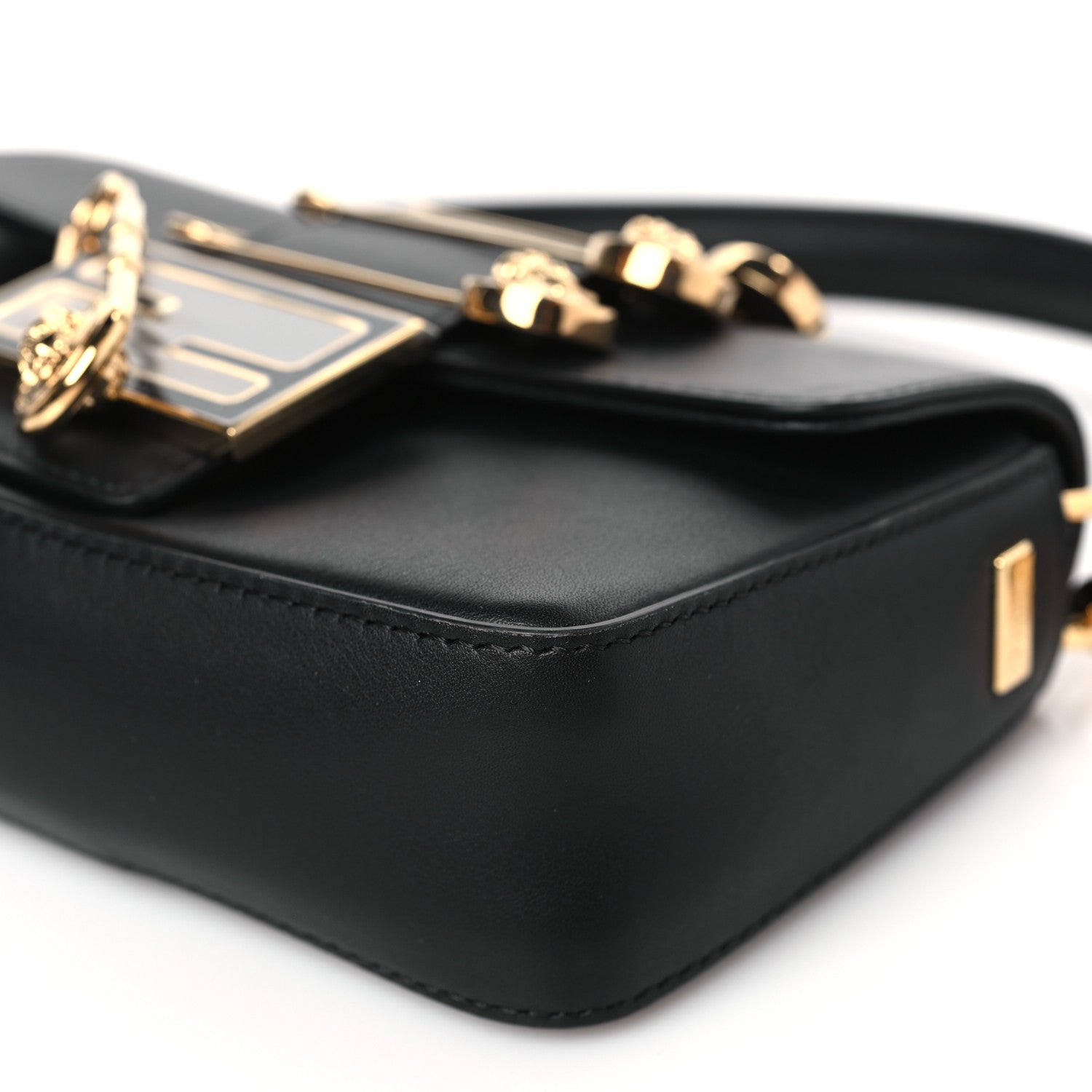 Fendi X VERSACE Vitello Seta Fendace Mini Brooch Baguette Black 8 of 9