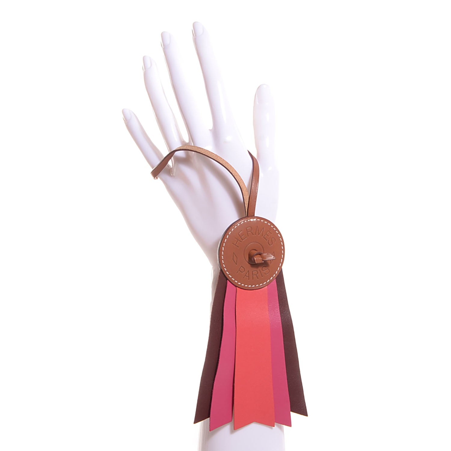 Hermes Hunter Cowhide Milo Lambskin Paddock Flot Bag Charm Rose Shocking Rouge H Rose Jaipur 2 of 5