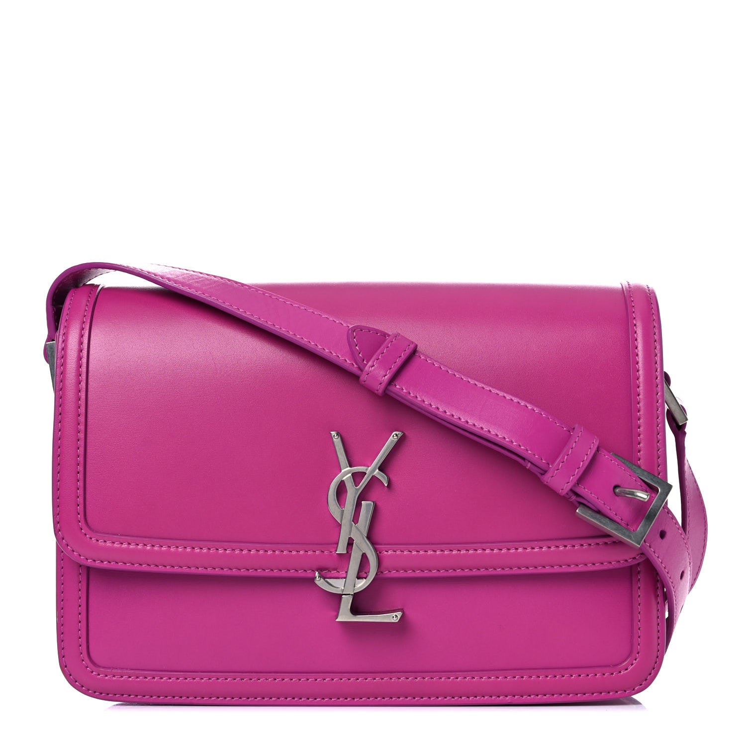 Saint Laurent Box Calfskin Monogram Medium Solferino Satchel Fuchsia 1 of 13