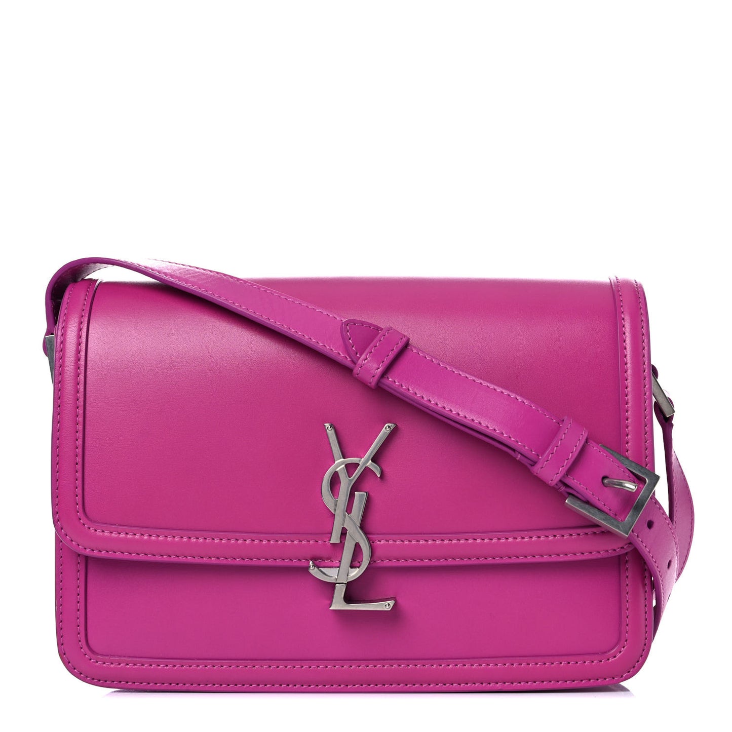 Box Calfskin Monogram Medium Solferino Satchel Fuchsia