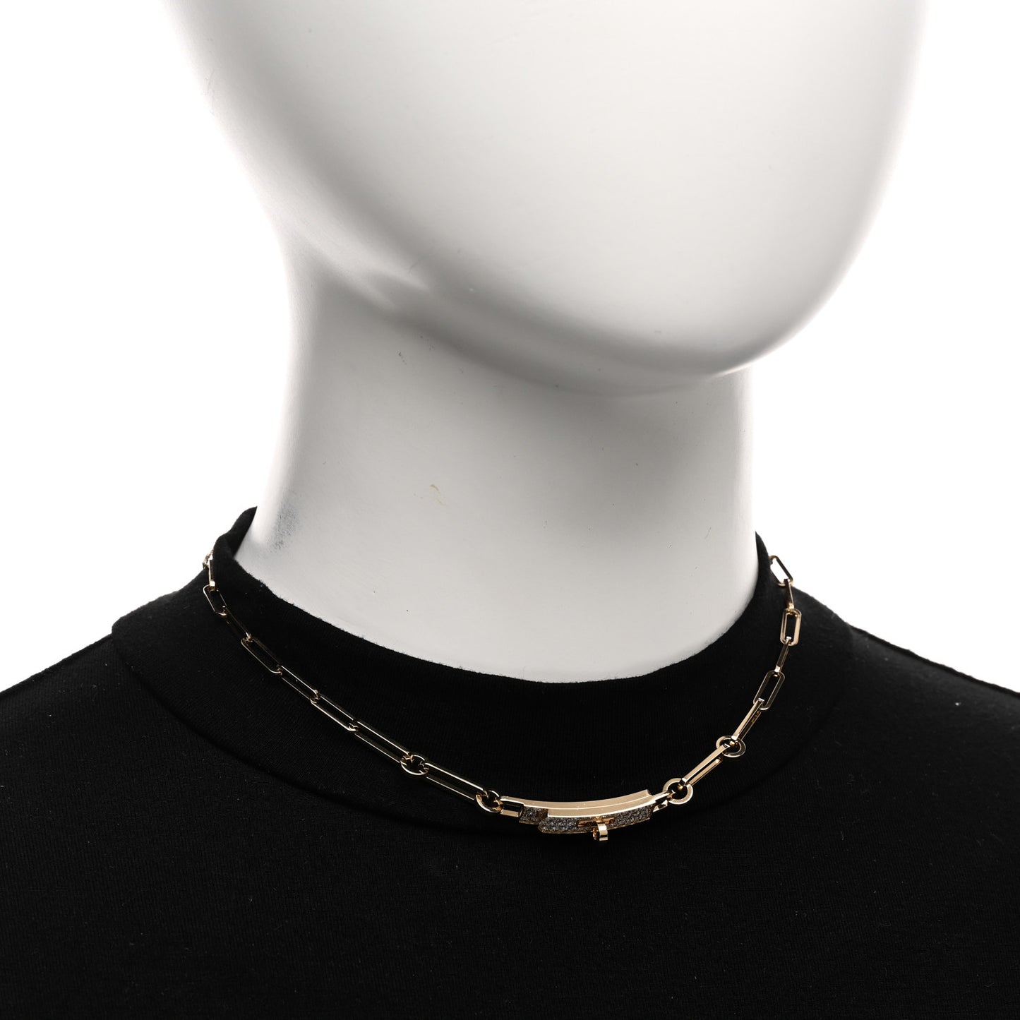 18K Yellow Gold Diamond Pave Kelly Chaine Choker Necklace