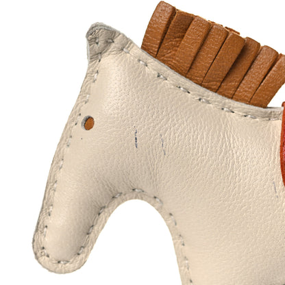 Hermes Milo Lambskin Grigri Rodeo Horse Bag Charm PM Craie Sesame Cornaline 4 of 8