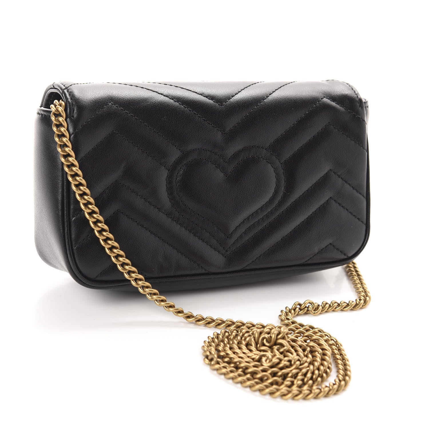 Gucci Calfskin Matelasse Super Mini GG Marmont Shoulder Bag Black 3 of 11