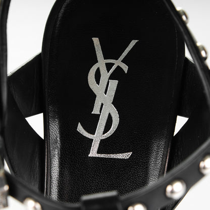 Saint Laurent Calfskin Tribute 105 Studded Platform Sandals 38 Black 6 of 6