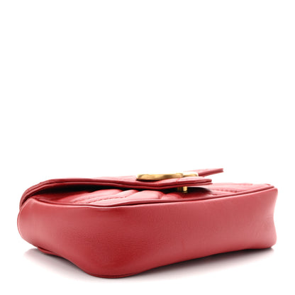 Gucci Calfskin Matelasse Super Mini GG Marmont Shoulder Bag Hibiscus Red 4 of 10