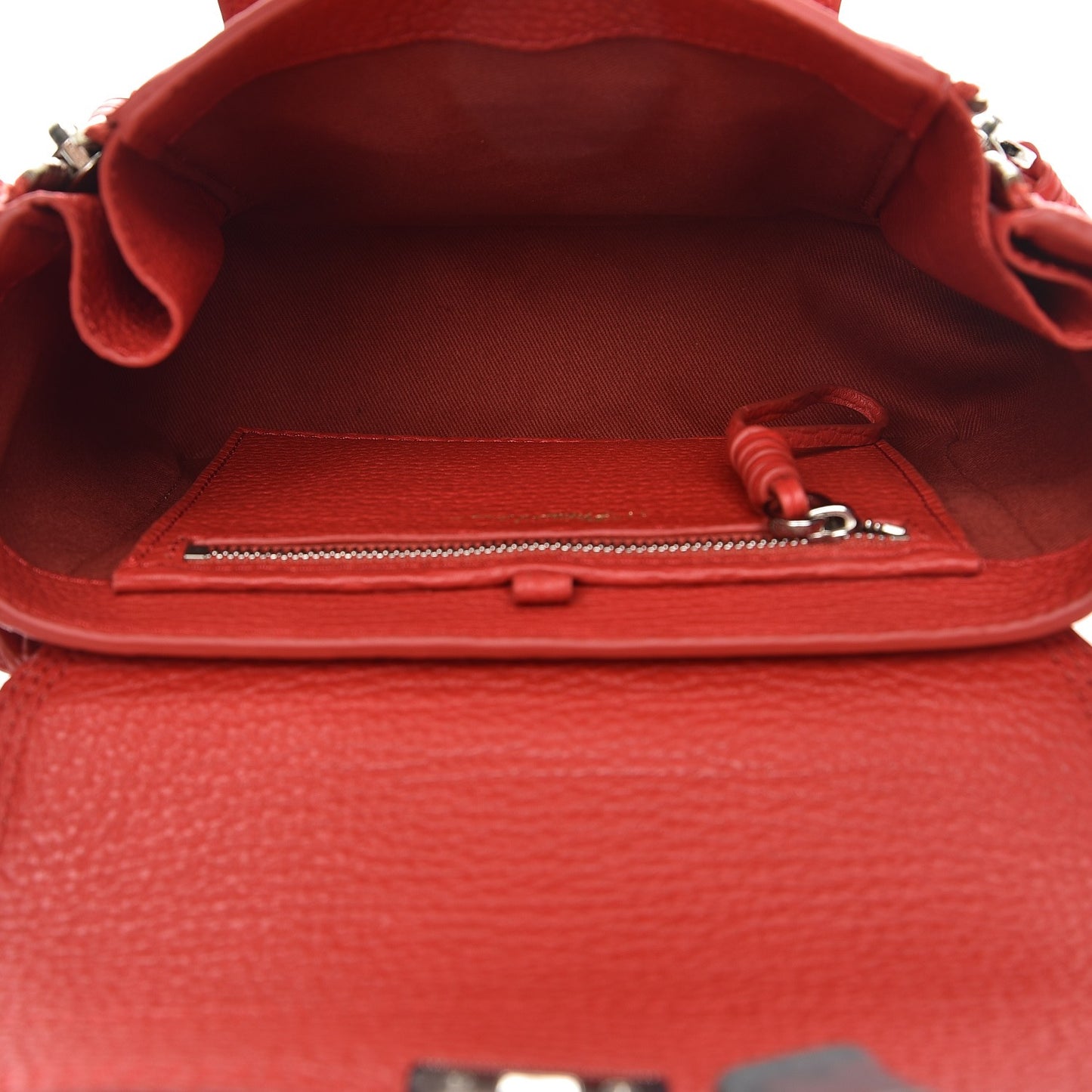 3.1 Textured Calfskin Mini Pashli Satchel Red