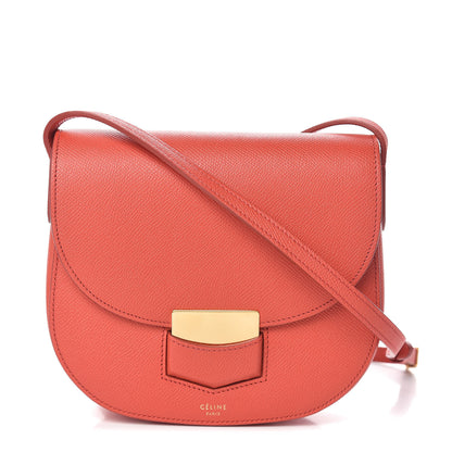 Celine Grained Calfskin Small Trotteur Poppy 1 of 10