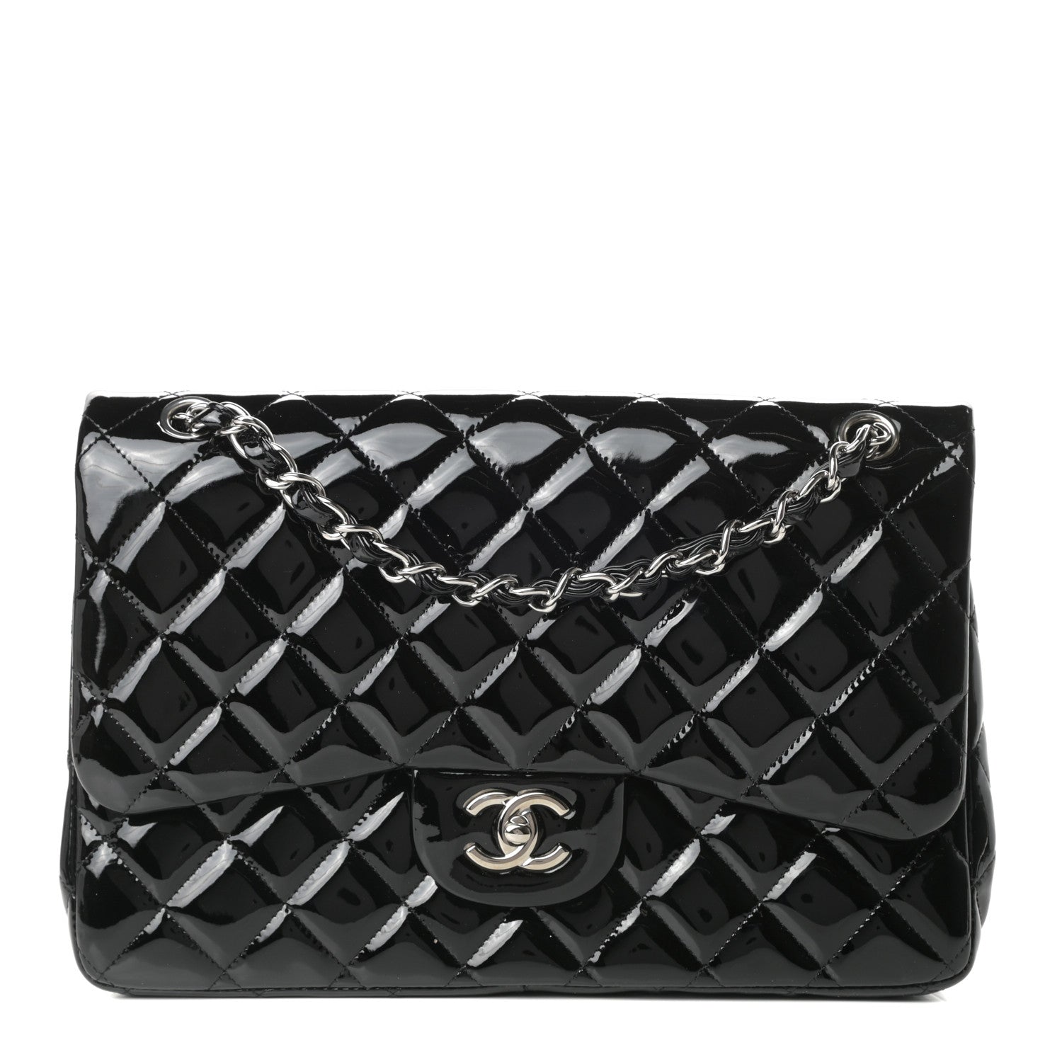 Chanel Patent Quilted Jumbo Double Flap Black 1 of 16