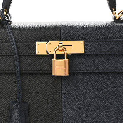 Hermes Epsom Casaque Kelly Sellier 28 Bleu Indigo Black Bleu Frida 8 of 11