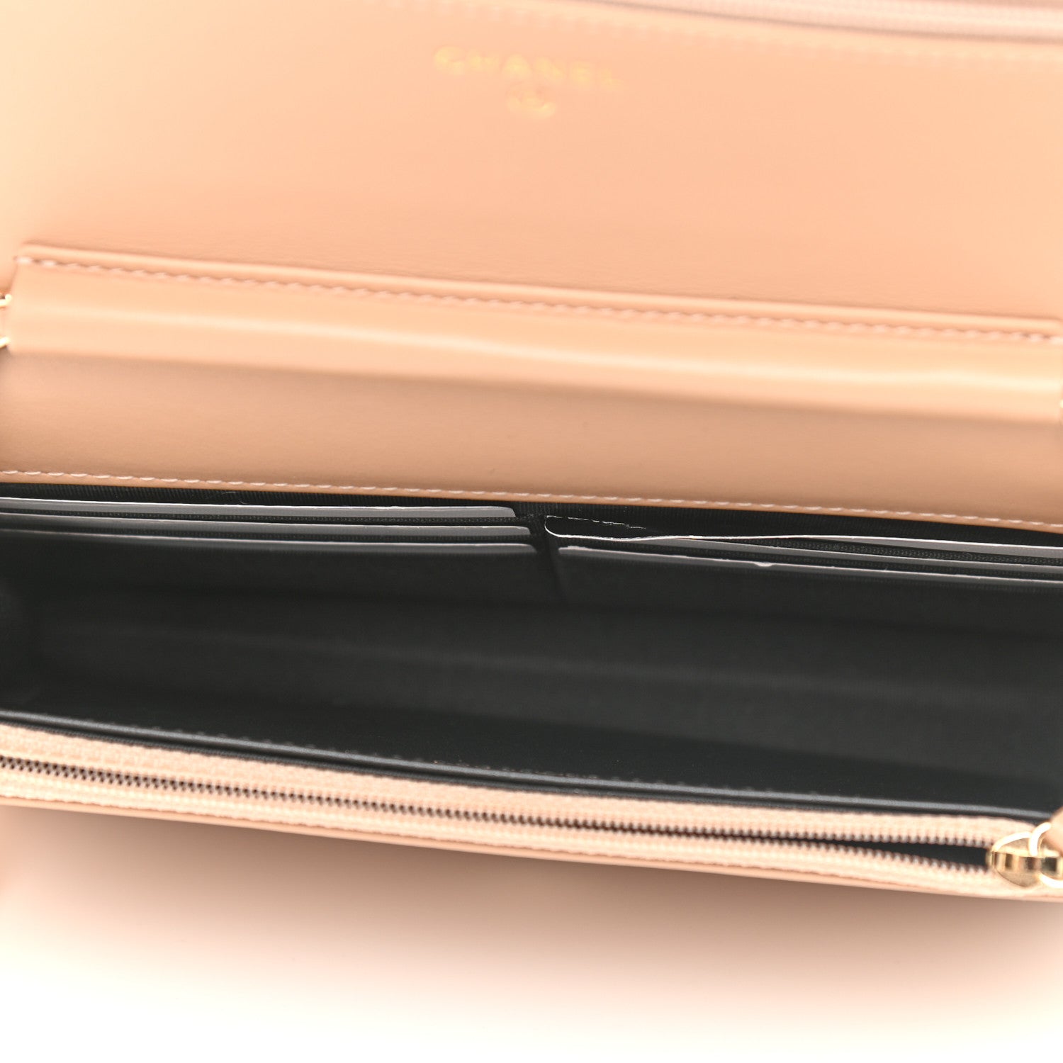 Chanel Caviar Quilted CC Filigree Wallet On Chain WOC Beige Black 5 of 10