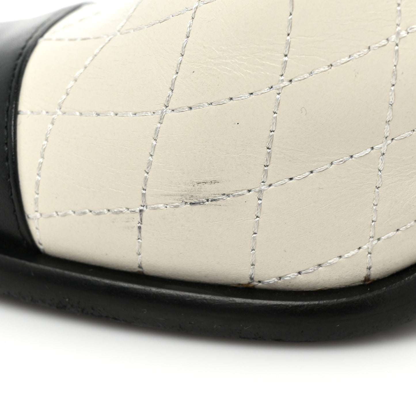 Calfskin Quilted Cap Toe Boots 37.5 White Black