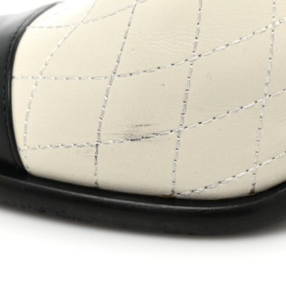 Chanel Calfskin Quilted Cap Toe Boots 37.5 White Black 11 of 12